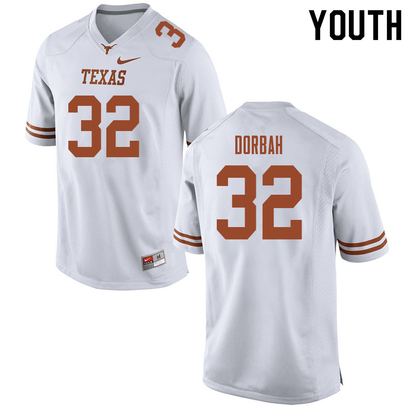 Youth #32 Prince Dorbah Texas Longhorns College Football Jerseys Sale-White
